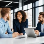 프로젝트 매니저를 위한 추천 팟캐스트 - Leadership and Team Management:**
A diverse group of 6-8 professional adults (men and women of vario...