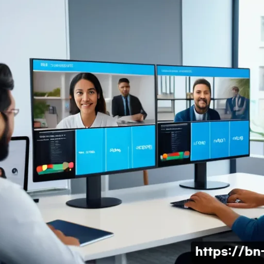 프로젝트 관리에서의 문화적 차이 해결법 - A diverse multinational project team engaged in a lively video conference call, with members from di...