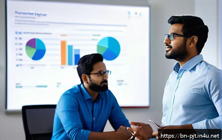 PM 직무별 요구 역량 분석 - A professional Bengali project manager in a modern office setting, confidently leading a diverse tea...