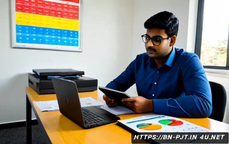 PM을 위한 리스크 분석 툴 - Photorealistic project risk analysis workspace, a Bengali South Asian project manager in smart casua...